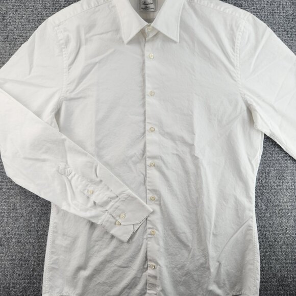 Stenstroms Slimline 16 Point Twofold Super Cotton White Button Up Solid Shirt - Picture 2 of 16
